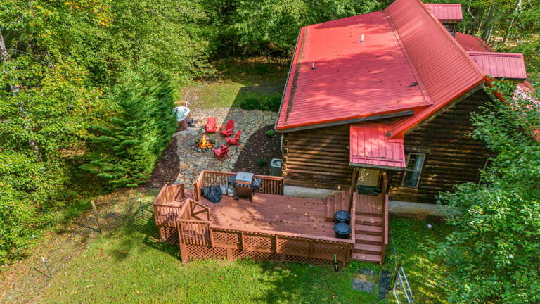 Deck w/ Gas Grill & Stone Patio w/ Fire Pit & Hot Tub