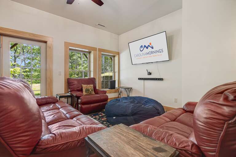Lower Level - Living Area w/ TV & Hot Tub Patio Access