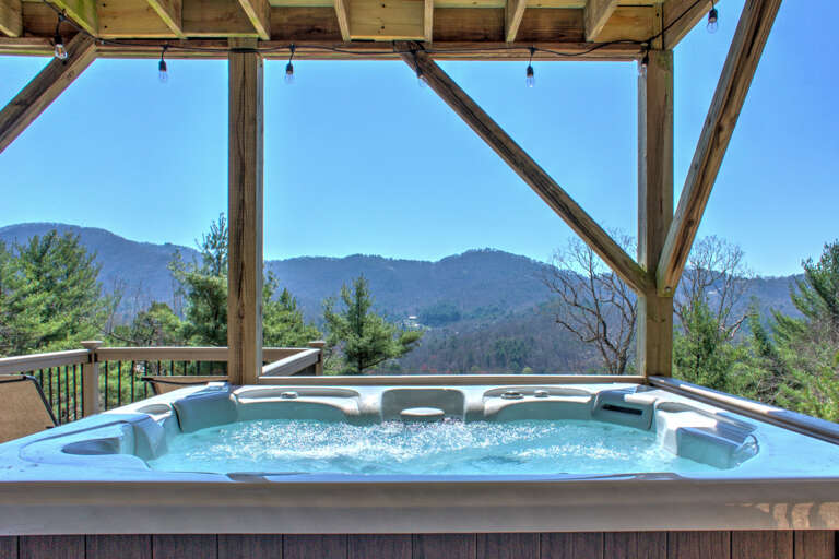 Hot Tub with Mountain Views in Winter