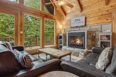 Main Level Living Area w/ Gas Fireplace & TV Main Level Living Area w/ Gas Fireplace & TV
