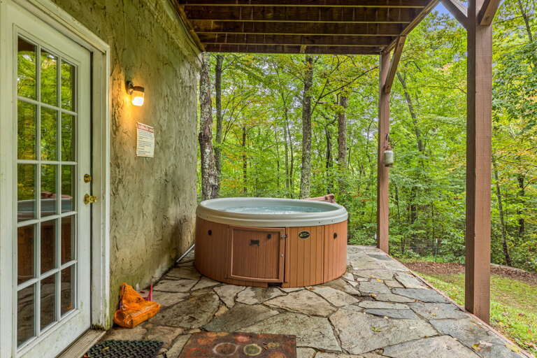 Lower Level - Stone Patio w/ Covered Hot Tub