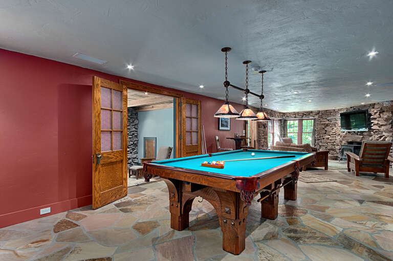 Entertainment Area with Bunk Room on Right