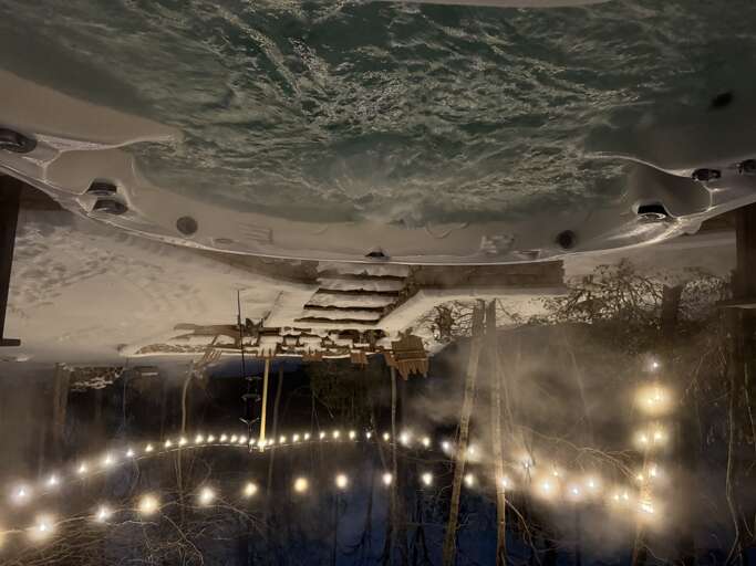 Winter Hot Tub at Tranquil Nest AVL