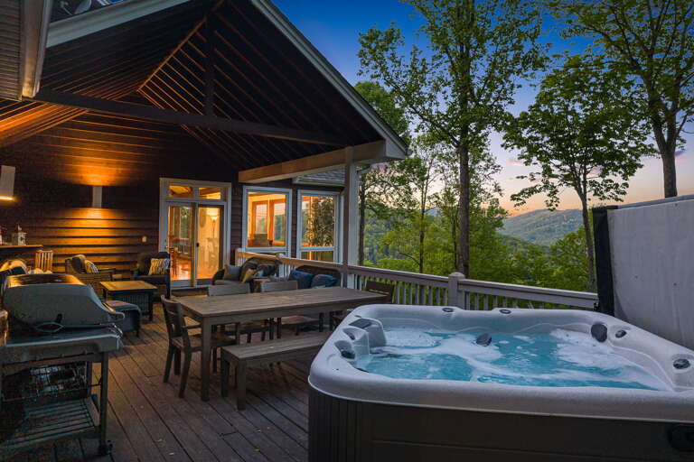 Deck w/ Hot Tub, Gas Grill & Mountain Views