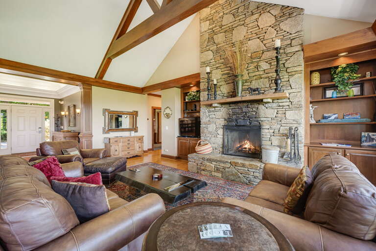 Living Area w/ Wood Burning Fireplace