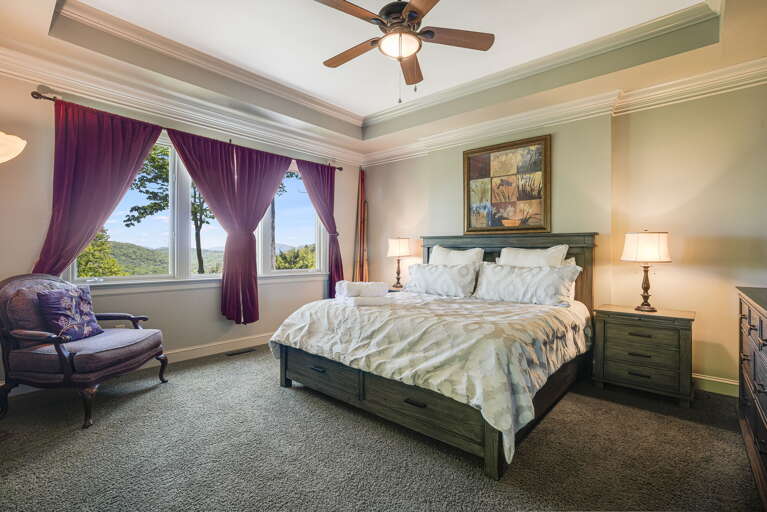 Main Level - Main Suite/Bedroom One -  King Bed & Mountain Views