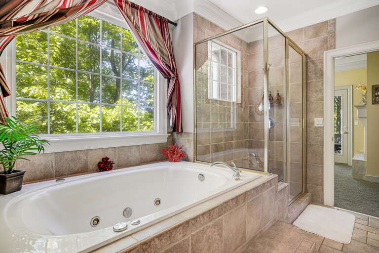 Main Suite/Bedroom One - Attached Full Bath w/ Jetted Tub & Shower Stall