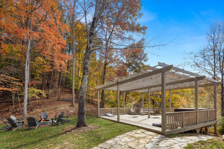 Hanging Papasan Chairs on Deck w/Hot Tub & Mountain Views Hanging Papasan Chairs on Deck w/Hot Tub & Mountain Views