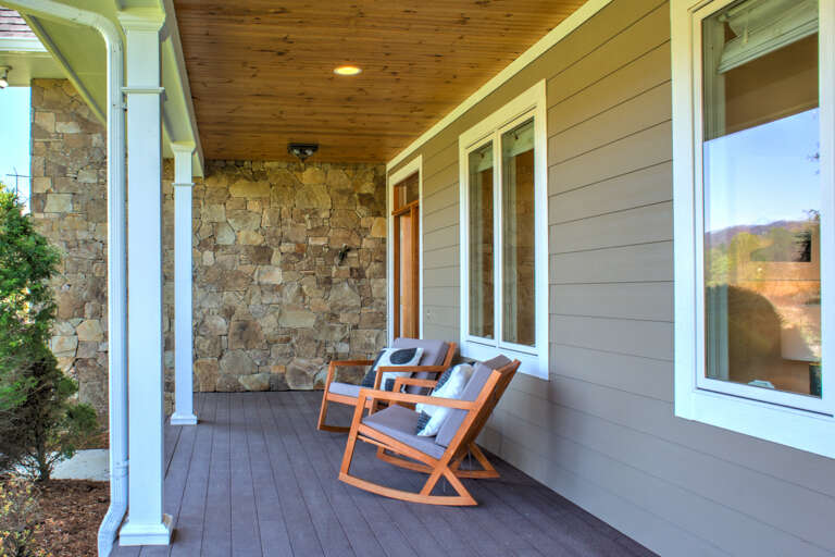 Covered Side Porch w/Rocking Chairs