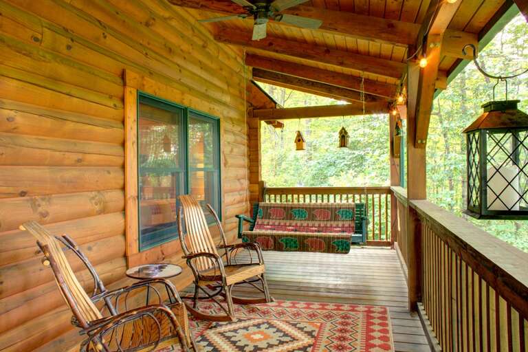 Back Deck w/Porch Swing & Rocking Chairs