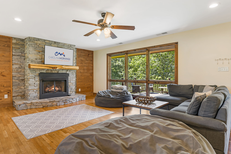 Living Area w/ Gas Fireplace & TV