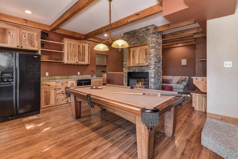 Lower Level - Recreation Room w/ Pool Table, Wet Bar & Gas Fireplace