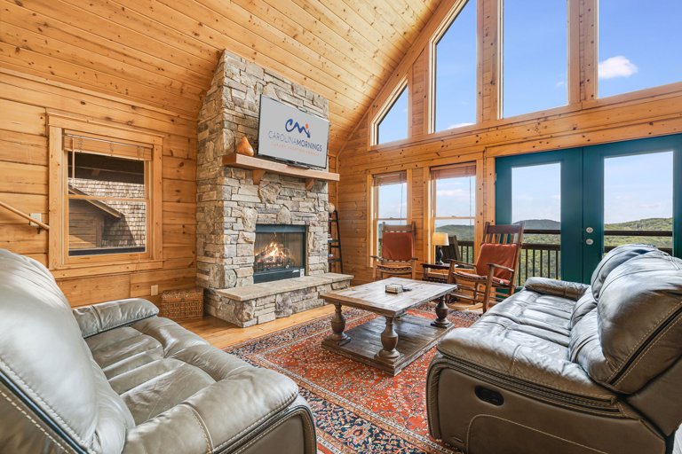 Main Level - Living Area w/ Gas Fireplace & TV
