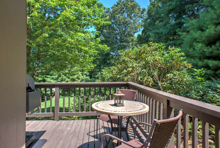 Deck with Gas Grill and Wooded Surrounding for Privacy Deck with Gas Grill and Wooded Surrounding for Privacy