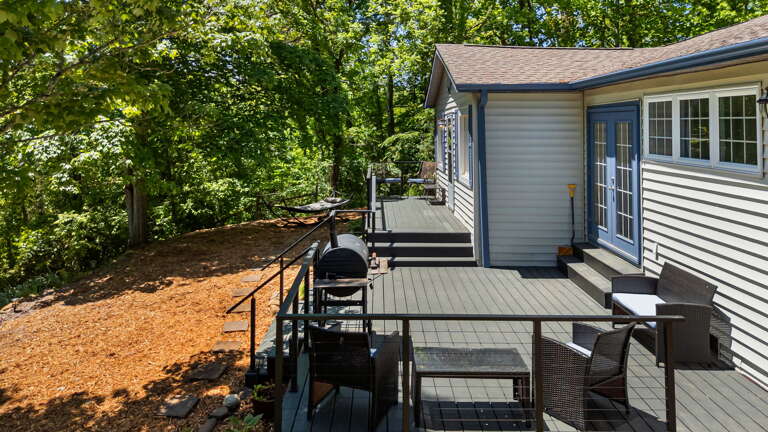Charcoal Grill & Outdoor Seating On the Front Deck