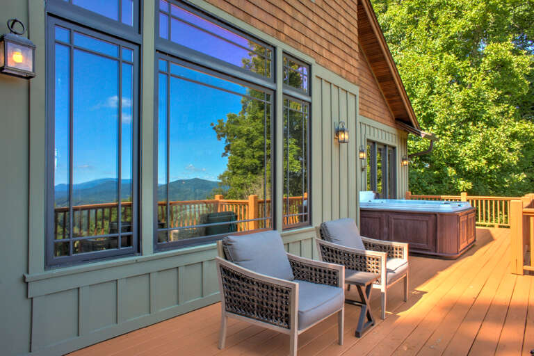 Deck w/ Hot Tub, Seating & Breathtaking Mountain Views