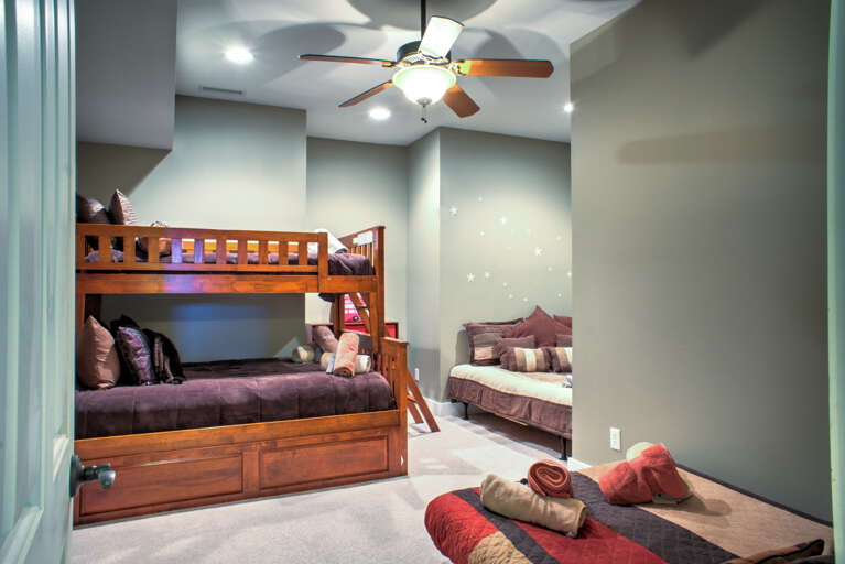 Lower Level - Bedroom Four - 3 Full Beds & 1 Twin Bed