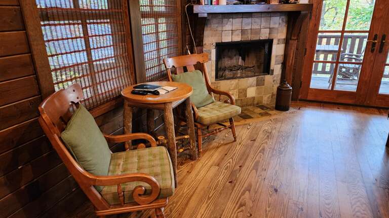 Rustic Living Area w/ Wood Burning Fireplace