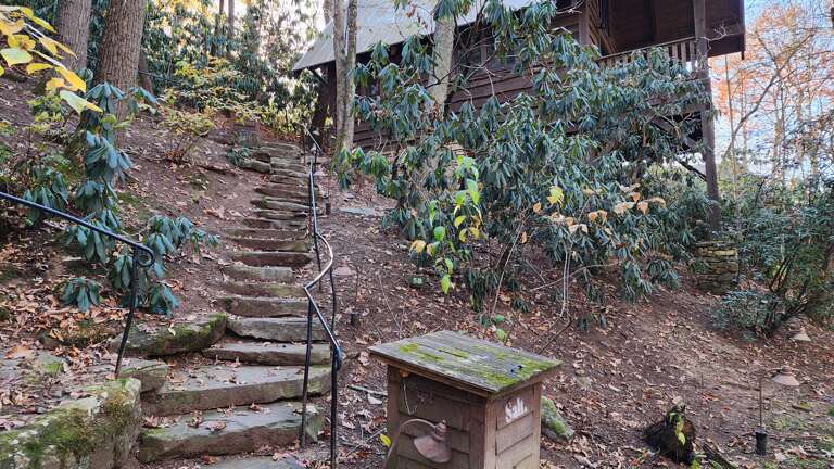 Stairs to Wren's Den and Path around Cabin
