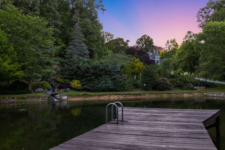 Private Pond at Waterfall Manor At Twilight