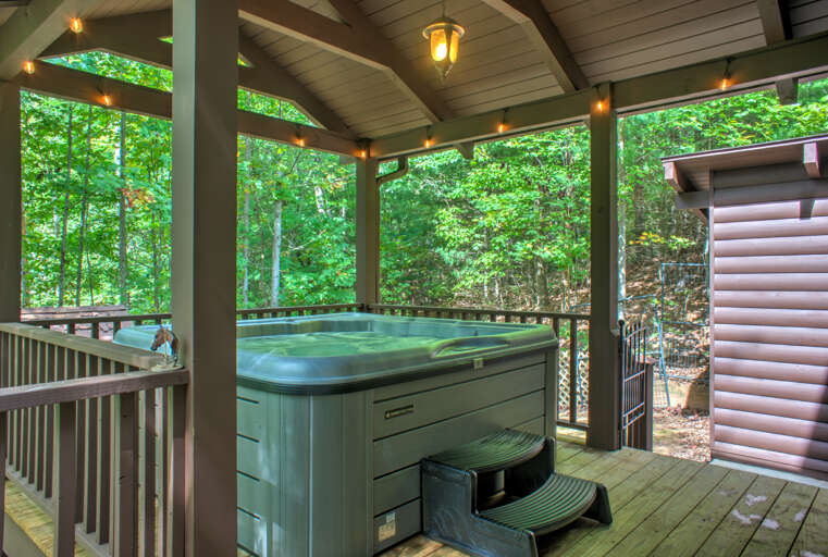 Soak in the Covered Hot Tub