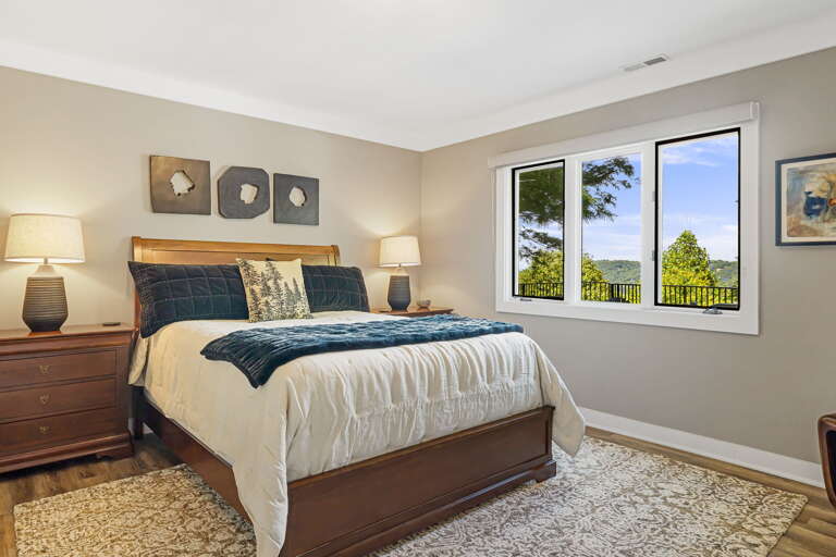 Lower Level - Bedroom Four - Queen Bed w/ Mountain Views