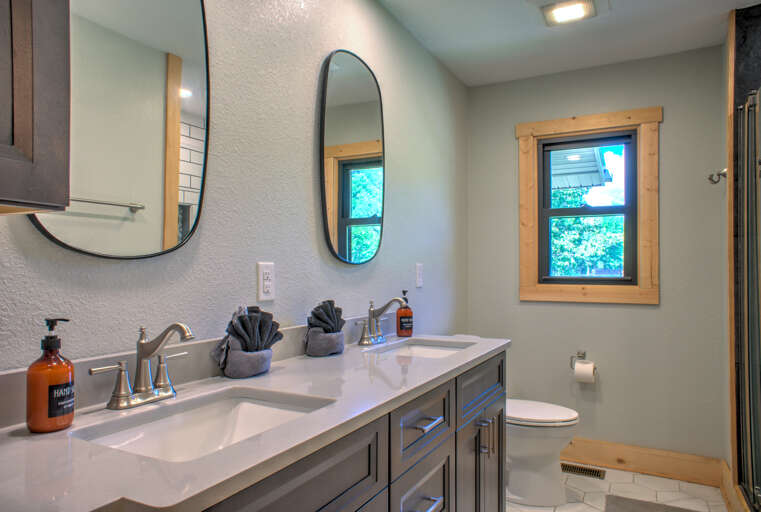 Shared Full Shower Bath w/ Dual Vanities