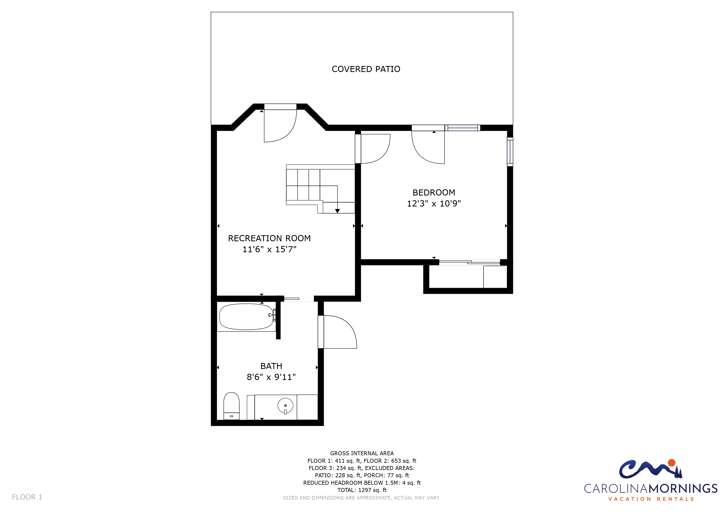 Waterfall Cabin Floorplan (Bottom Floor)