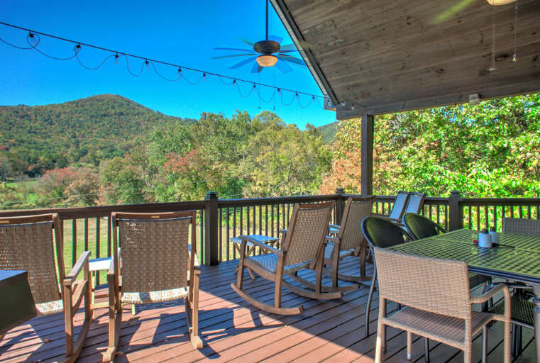 Covered Deck w/ Rocking Chairs & CafÃ© Lighting