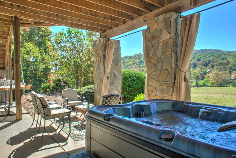 Hot Tub, Outdoor Seating, and Hammock