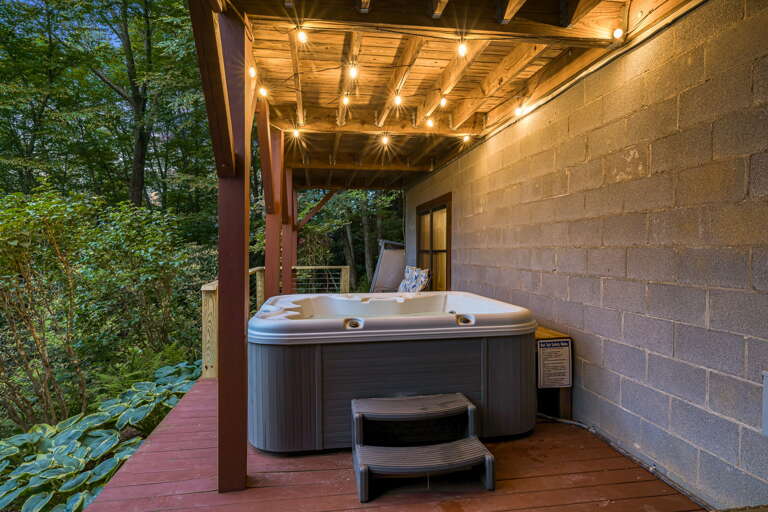 Relax In the Hot Tub Under the Twinkling Lights