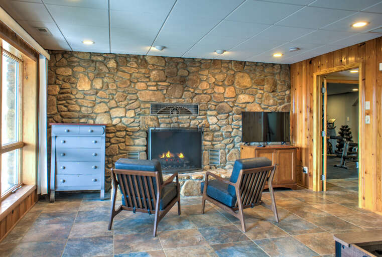 Lower Level - Recreation Room w/ Gas Fireplace & Smart TV