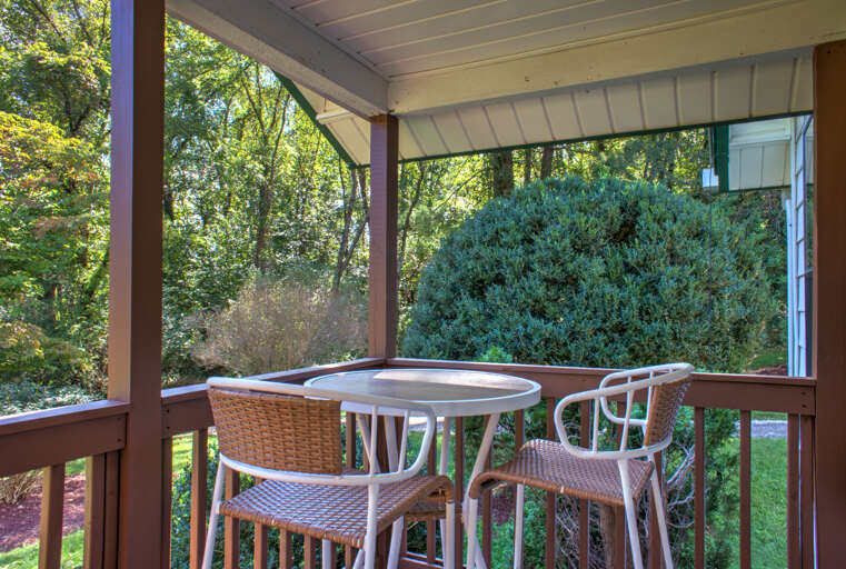 Seating Area and Table on Covered Deck