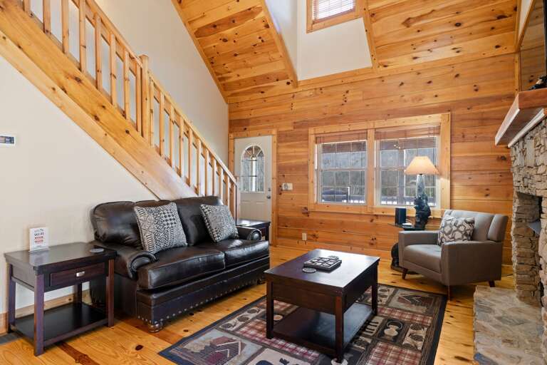 Living Area w/ Smart TV & Gas Fireplace