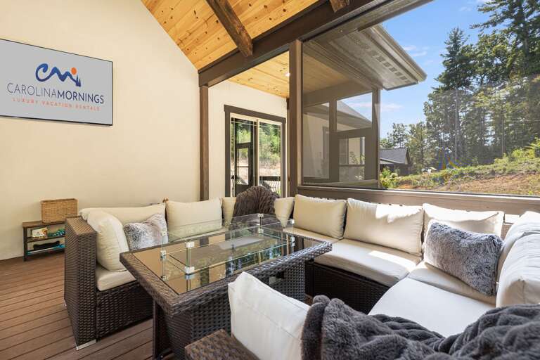 Screened Deck w/ Gas Fire Table & Outdoor Smart TV