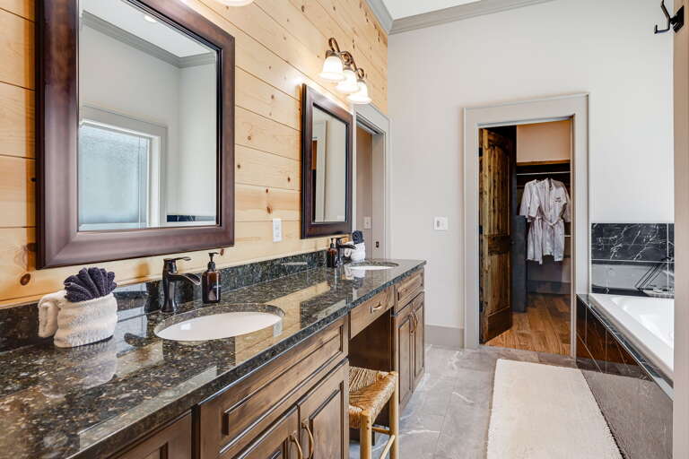 Main Suite/Bedroom One - Attached Full Bath w/ Dual Vanities, Soaking Tub, and Walk-In Closet
