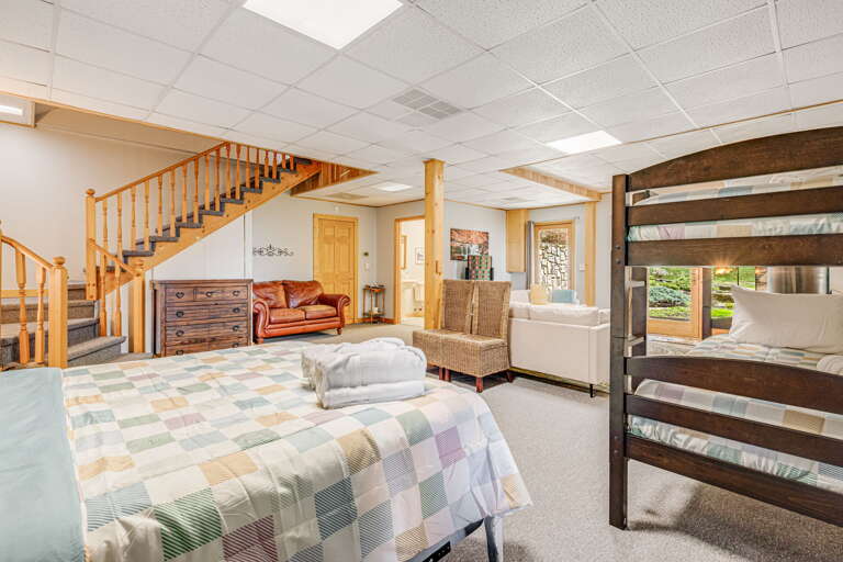 Lower Level - Bedroom Three - Queen Bed & Twin Bunk Beds