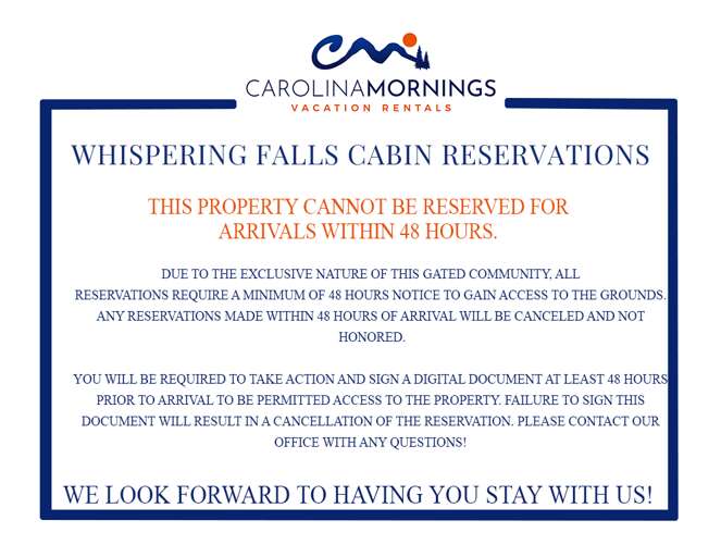 WHISPERING FALLS RESERVATIONS