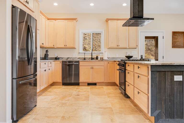 Chef's Gourmet Kitchen w/ Black Stainless Steel Appliances