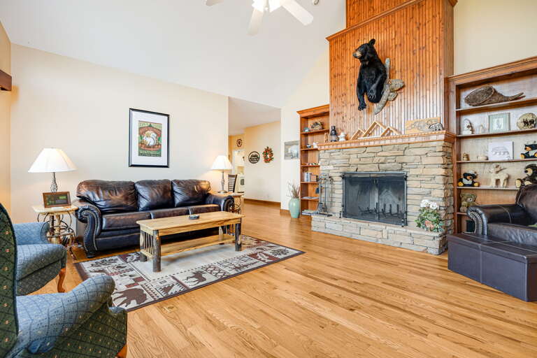 Living Area w/ Wood Burning Fireplace