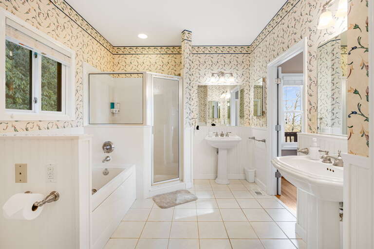 Main Suite/Bedroom One - Attached Full Bath w/ Dual Vanities & Soaking Tub