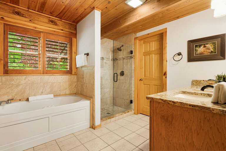 Attached Full Bath w/ Jetted Tub and Walk-In Shower