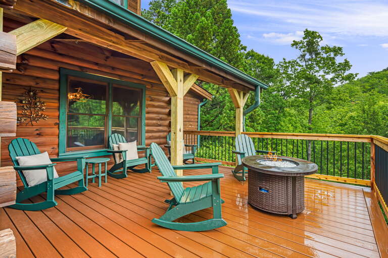 Deck w/ Fire Pit and Rocking Chairs