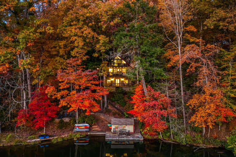Tranquility Lake House in Fall