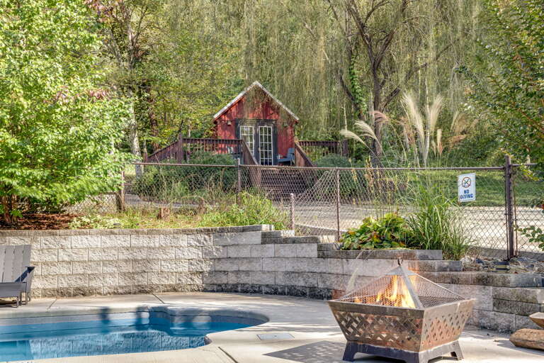 Fire Pit and Nearby Yoga Studio