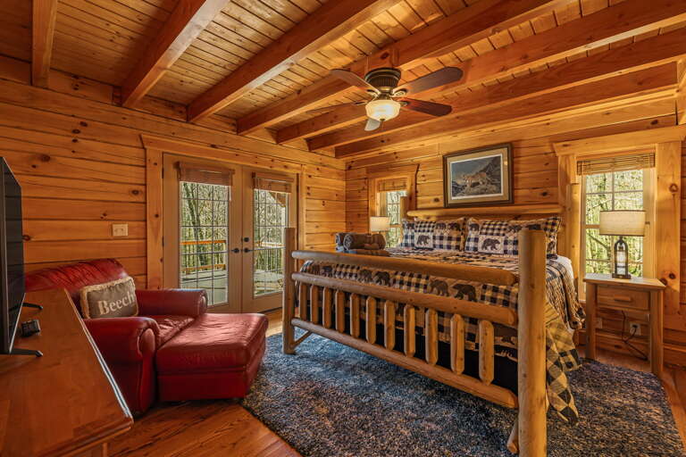 Main Level - Main Suite/Bedroom One - King Bed w/ Smart TV and Deck Access