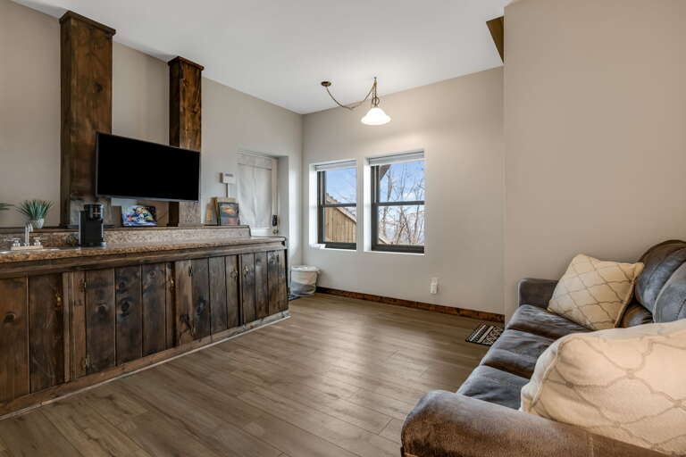 Main Suite/Bedroom Four - King Bed w/ Smart TV, Coffee Bar, and Fenced Hot Tub Area Access