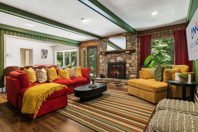 Living Area w/ Wood Fireplace