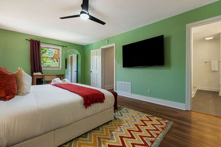 Main Suite/Bedroom One - King Bed w/ Smart TV & Attached Full Bath