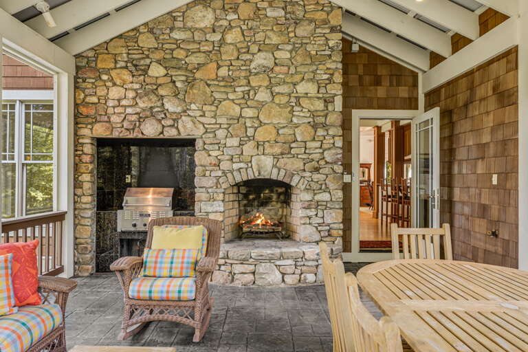 Screened Porch w/ Wood Burning Fireplace and Gas Grill